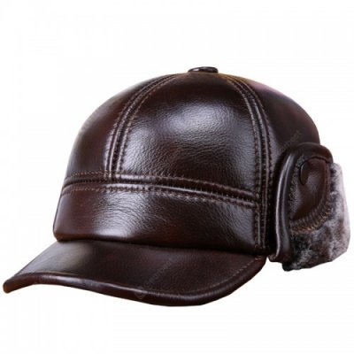 Haining Leather Hat Men's Winter Warm Cowhide Hat Cold Elderly Duck Tongue Ear Skin Hat