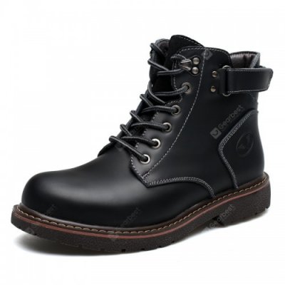 Men's British Lace-up Leather Shoes High-top Tooling Boots