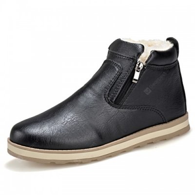 Male Plus Velvet Warm Winter Boots Casual Simple Stylish Shoes Zipper