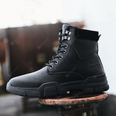 Men High Top Steel Toe Boots Lace Up Work Safety Shoes Army Combat Hiking